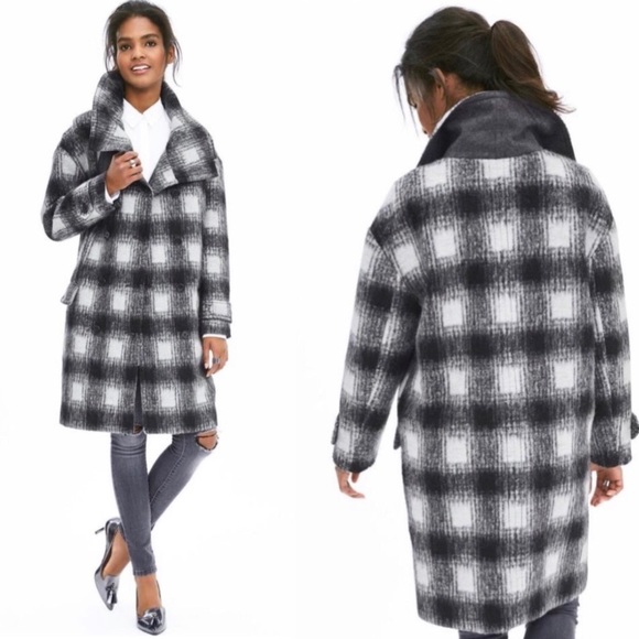 Banana Republic Italian Gingham Woolblend Coat S - Picture 2 of 8
